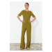 Trendyol Khaki Patterned Viscose Maxi Woven Jumpsuit