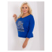 Larger size cobalt blouse with print