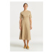 ŠATY GANT FLARED SS C-NECK DRESS DARK KHAKI