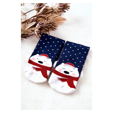 Christmas Socks Teddy Bears Navy Blue