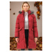 Z6774 DEWBERRY WOMEN'S COAT-PLAIN BURGUNDY