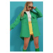 Trend Alaçatı Stili Dámska zelená dvojvrecková prešívaná vzorovaná pravidelná bunda