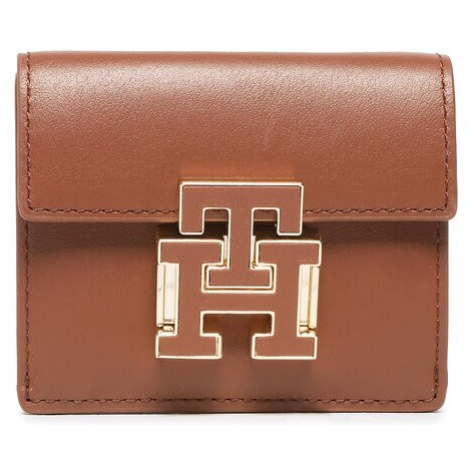 Tommy Hilfiger Malá dámska peňaženka Push Lock Leather Wallet AW0AW14344 Hnedá