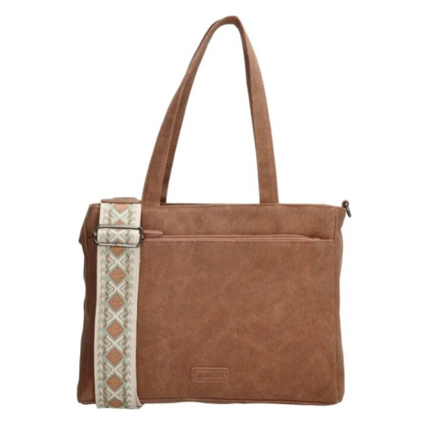 Hnedá kabelka na rameno so vzorovaným ramienkom „Malaga“