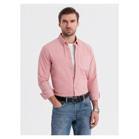 Ombre Men's REGULAR FIT cotton shirt with pocket - pink