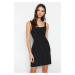 Trendyol Black Striped Strap A-Line/A-Line Form Mini Woven Dress