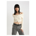 DEFACTO Slim Fit Open Shoulder Knitted Cardigan