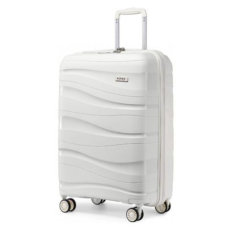 KONO Cestovný kufor na kolieskach s TSA zámkom 39L - biely