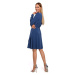 model 15103722 Zavinovací šaty s nabíranými rukávy - modré EU XXL