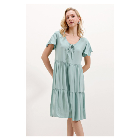 Bigdart 2352 Short V Neck Dress - D. Mint