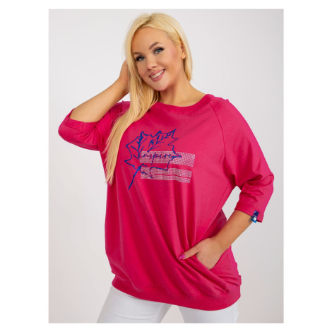 Women's fuchsia blouse plus size with pockets