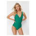 Trendyol Green V-Neck Compression Regular Swimsuit