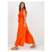 Orange pleated jumpsuit with belt by OCH BELLA