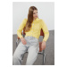 Trendyol Yellow Crop Soft Textured Jewel Buttoned Knitwear Cardigan