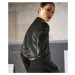Bunda Karl Lagerfeld Signature Leather Jacket Čierna