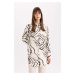 DEFACTO Relax Fit Shirt Collar Printed Long Sleeve Tunic