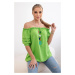 Spanish blouse with decorative sleeves bright green