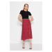 Trendyol Tile Slit Detailed Viscose Fabric Animal Patterned Midi Woven Skirt