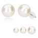 Puzetové náušnice, biela syntetická perla, striebro 925 - Hlavička: 9 mm