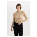 DEFACTO Slim Fit Half Turtleneck Wrapped Long Sleeve T-Shirt