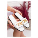 TER01 Women Slippers with Chain-BEYAZ