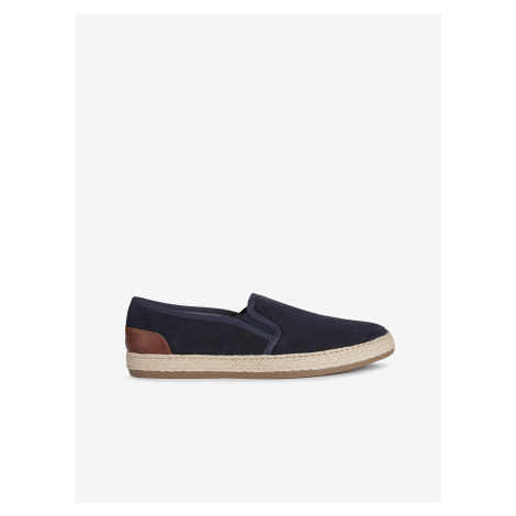 Dark Blue Men's Suede Slip On Sneakers Geox Pantelleria - Men's