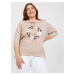 Beige cotton blouse of larger size with application