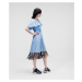 Šaty Karl Lagerfeld Dress W/ Fringing Detail Modrá