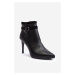 Women's High Heeled Ankle Boots with Buckle Insulated Black Aesha