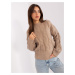 Dark beige women's sweater with braids