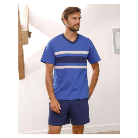 Blancheporte Pyžamo s krátkymi šortkami, súprava 2 ks modrá+sivá