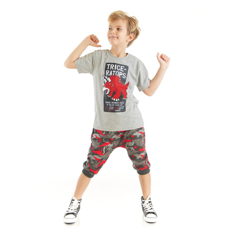 mshb&g Triceratops Boys T-shirt Capri Shorts Set