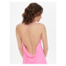 Ružové saténové krátke šaty na ramienka s odhaleným chrbtom ONLY Primrose