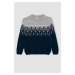 DEFACTO Boy's New Year's Themed Crew Neck Sweater