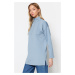 Trendyol Blue Oversize Zipper Detailed Diver/Scuba Knitted Sweatshirt