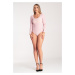 SVETLORUŽOVÉ DÁMSKE BODY S VÝSTRIHOM M1037 PINK