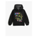 Koton Hooded Sweatshirt Graffiti Teddy Bear Printed Long Sleeve Raising