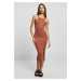 Women's terracotta dress with midi ribbed knit