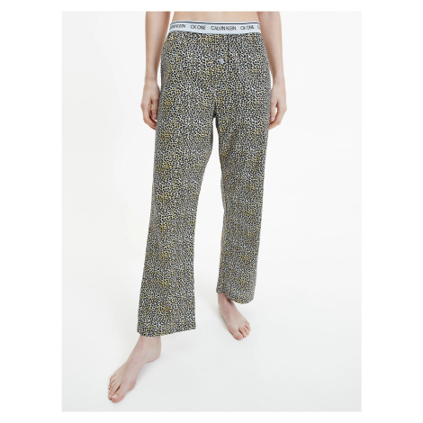 Dámske pyžamové nohavice QS6433E - V4L Fialová so zvieracím vzorom - Calvin Klein fialová vzor