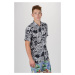 Košeľa - TOMMY HILFIGER HAWAIIAN PRINT SHIRT S/S bielo-čierna