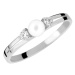 Brilio Nežný prsteň z bieleho zlata s kryštálmi a pravou perlou 225 001 00241 07 50 mm