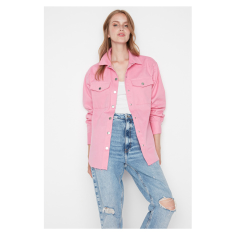 Trendyol ružová oversize široko fit tkaná bunda