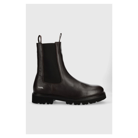 Kožené topánky chelsea Karl Lagerfeld Troupe Mens pánske, hnedá farba, KL11880