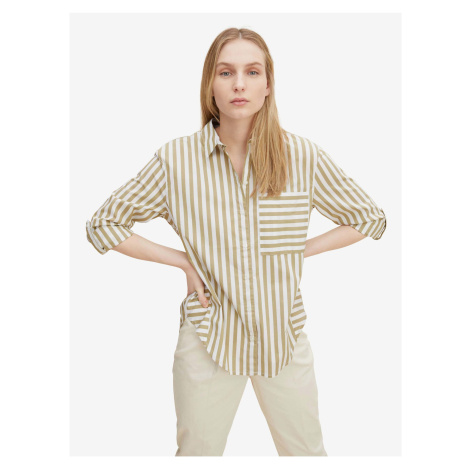 White and Green Ladies Striped Shirt Tom Tailor - Women