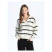 LC Waikiki Polo Neck Striped Long Sleeve Oversize Women's Knitwear Sweater