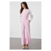 Trendyol Pink Pearl Detailed Wide Leg Woven Jumpsuit