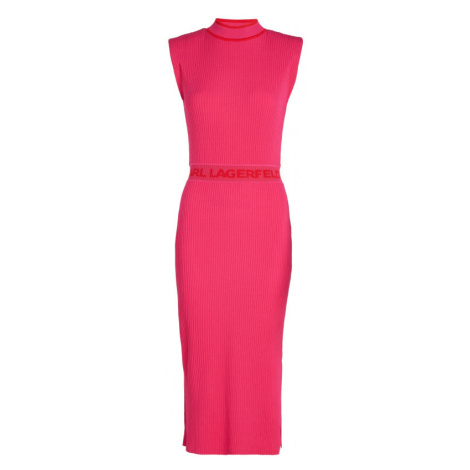 Šaty Karl Lagerfeld Slvs High Neck Knit Dress Ružová