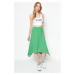 Trendyol Green Ruffle Asymmetrical High Waist Midi Stretch Knitted Skirt