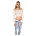 Sexy KouCla long sleeve Crop Top with sexy back white Einheitsgroesse