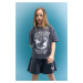 DEFACTO Girls Relax Fit Crew Neck 3D Printed Short Sleeve T-Shirt